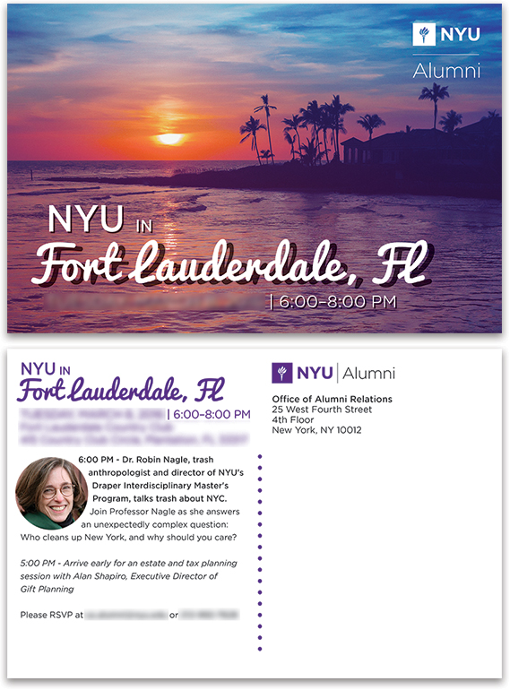 NYU in Fort Lauderdale Postcard Front and Back